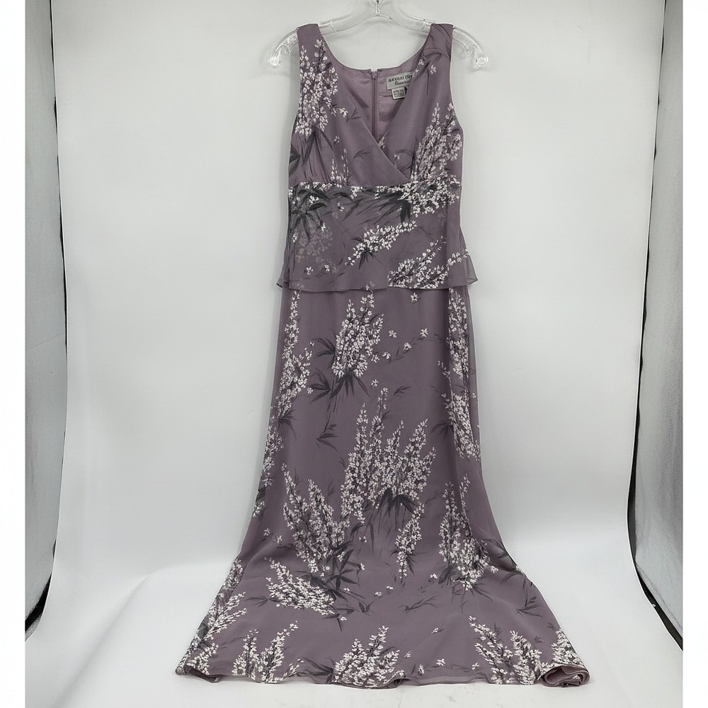 Adrianna Papell Purple White Sleeveless Floral Maxi Dress | Womens 10